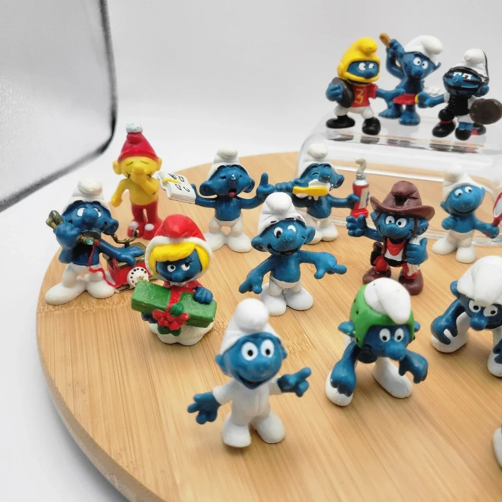 Vintage Schleich Peyo PVC Smurf Figures Lot of 19 Christmas Cowboy Sports 80s